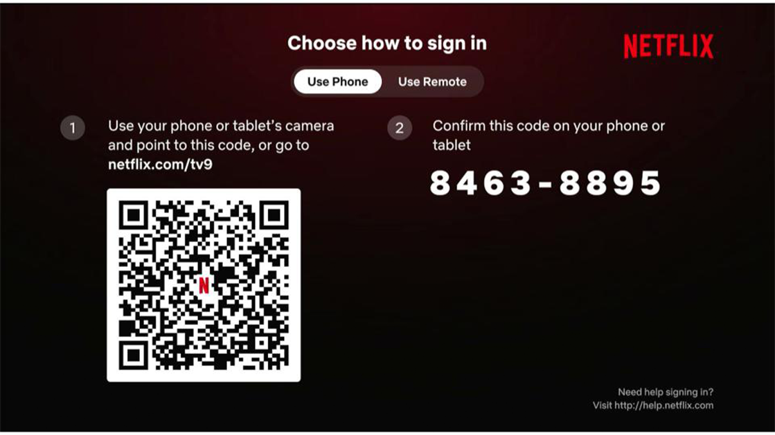 Netflix QR Code on TV