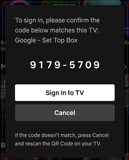 Netflix Code Confirmation
